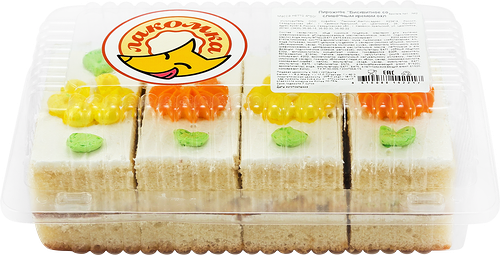 Пирожное бисквитное ЛАКОМКА со сливочным кремом, 4х50г