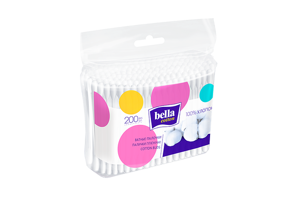 Ватные палочки Bella Cotton гигиенические в пакете 