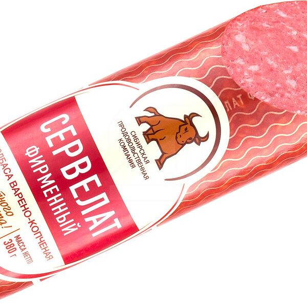 Колбаса Сервелат Фирменный варено-копченый 380г