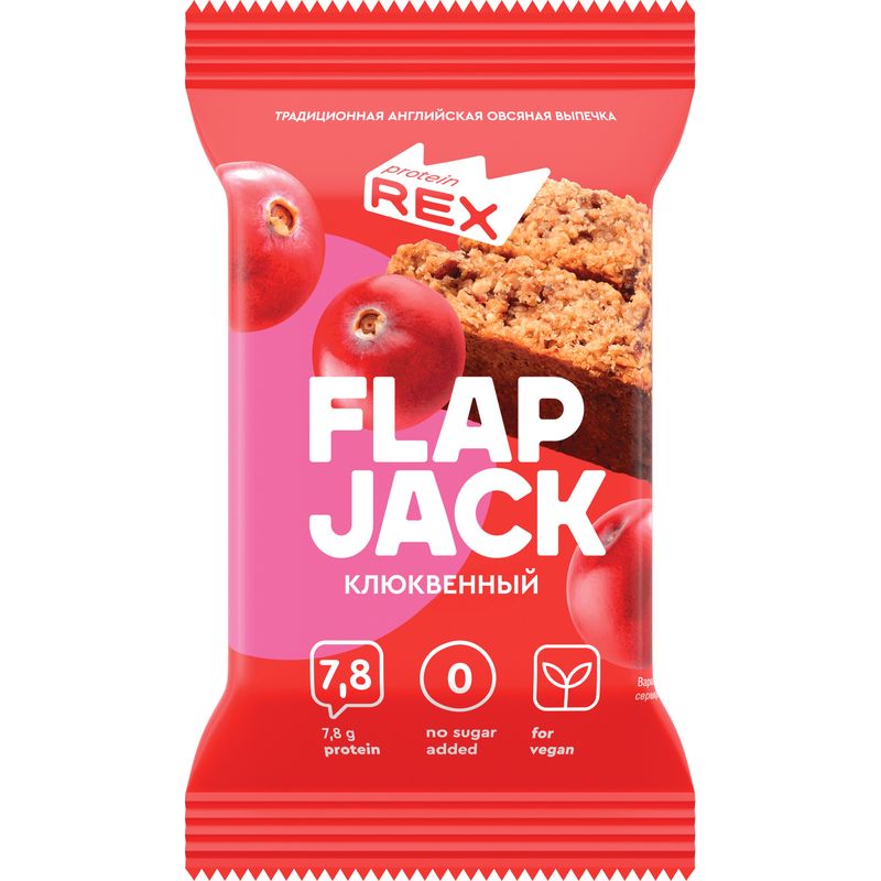 

Печенье ProteinRex FlapJack 15% овсяное протеиновое Клюквенное 60 г 1 шт