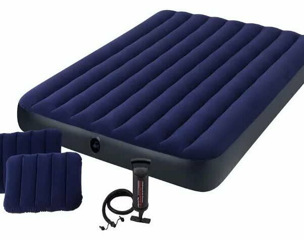 Кровать INTEX DURA-BEAM CLASSIC DOWNY, King, флок + ручной насос + 2 надувные подушки, 64765, 152x203x26