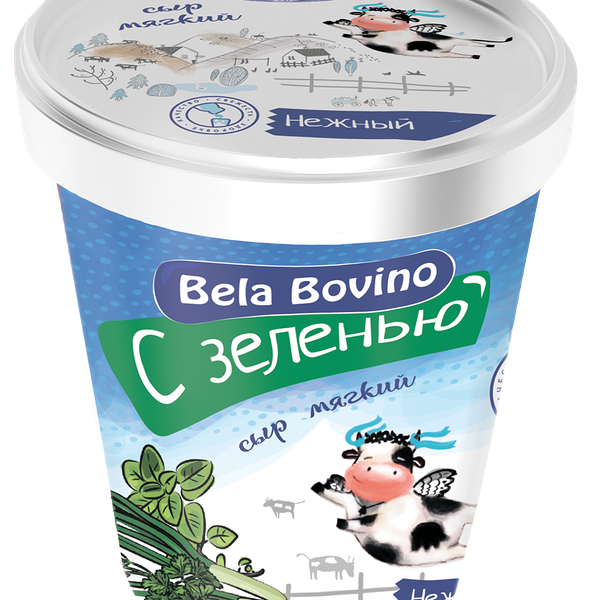 Сыр мягкий Bela Bovino 55% взбитый сливочный наполн Зелень 125г