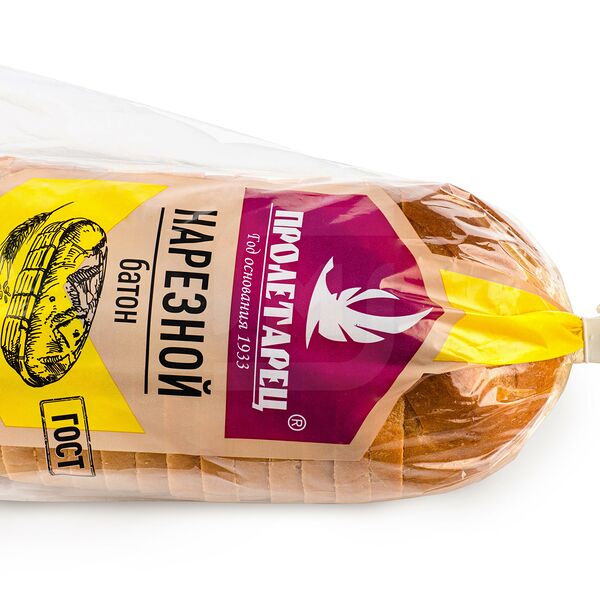 Батон Хлебокомбинат Пролетарец нарезной подовый в нарезке