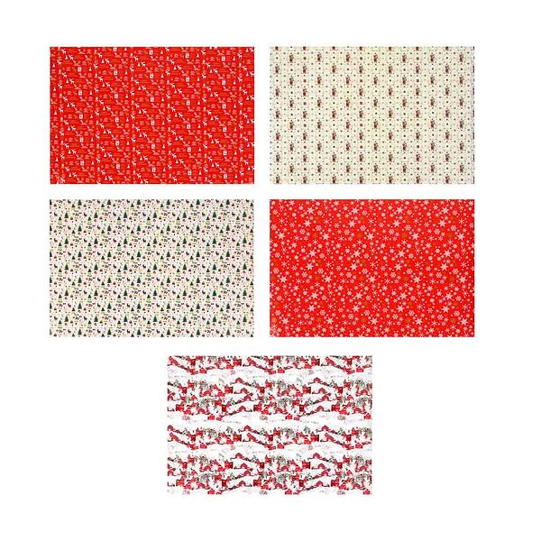 Бумага для упаковки подарков Сноу бум 5 цветов, 70x100 см