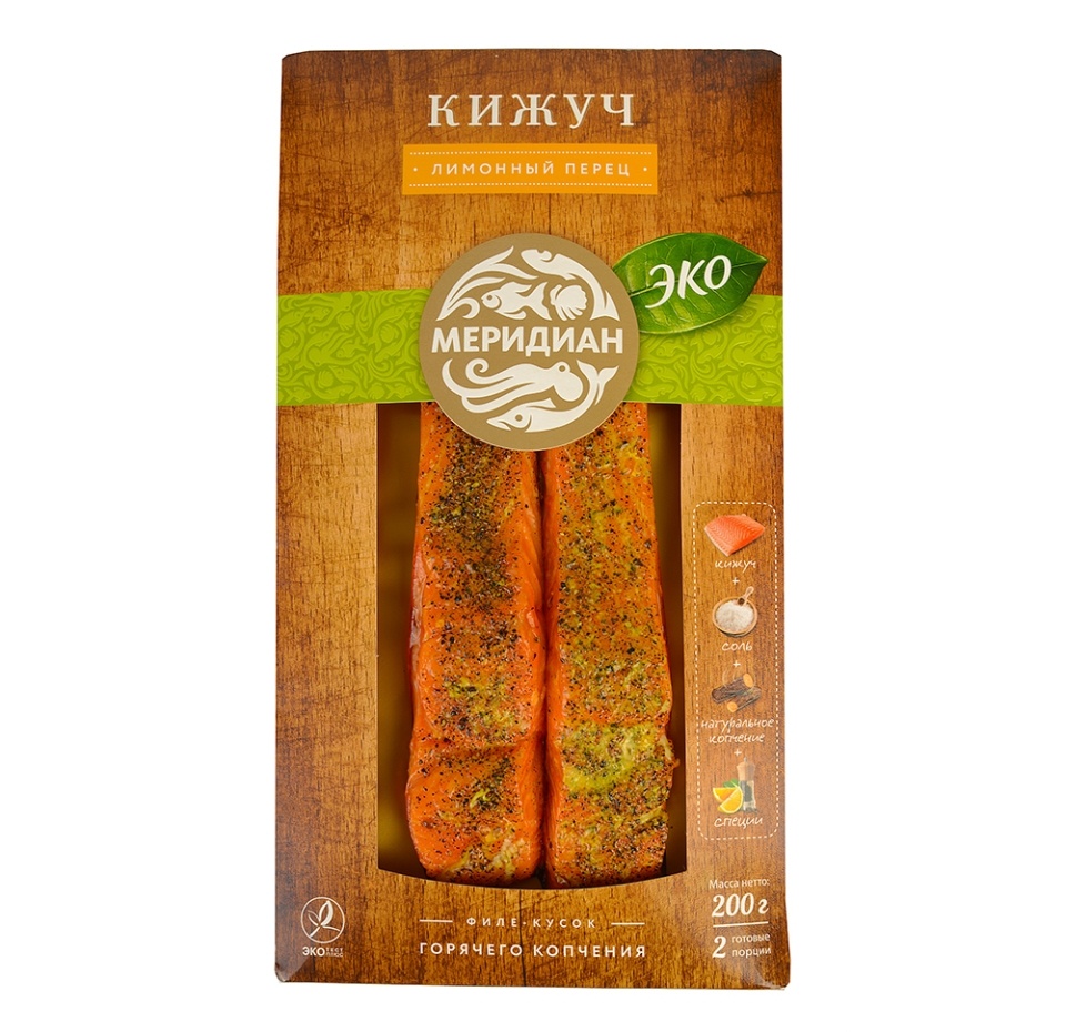 

Кижуч горячего копчения Меридиан Лимонный перец филе-кусок, 200 г