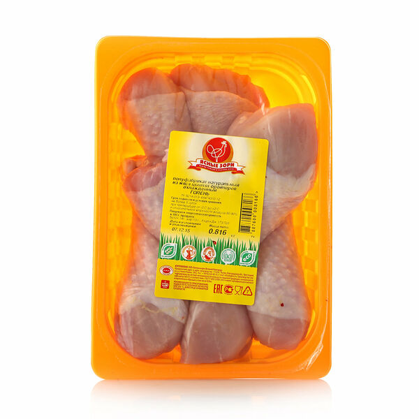 Голень цыпленка-бройлера с кожей охлажденная подложка Ясные зори