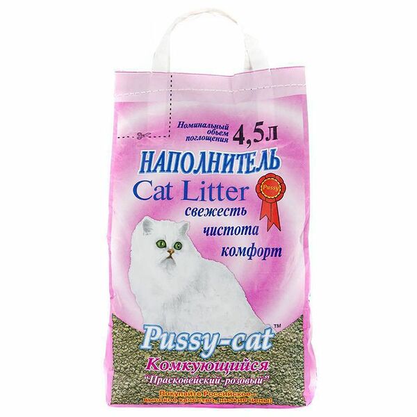 Наполнитель для кошачьего туалета PUSSY CAT комкующийся (3 упаковки по 4.5 л)