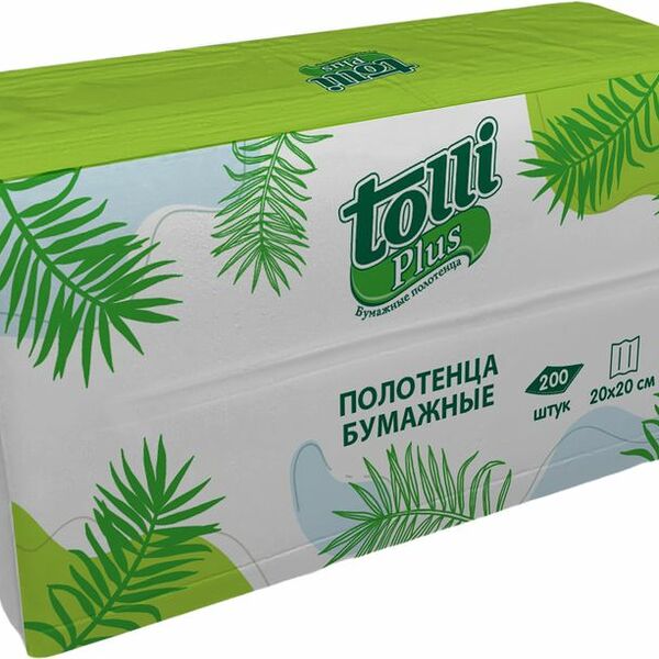 Полотенца Tolli Plus бумажные белые 200шт 1 слой