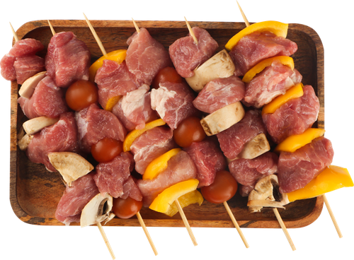 

Брошетки из свинины ЛЕНТА FRESH с овощами на шпажках