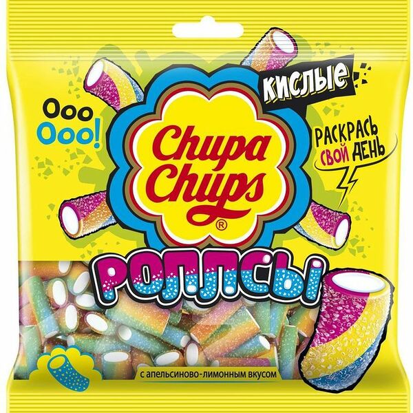Мармелад жевательный Chupa Chups Роллсы с апельсиново-лимонным вкусом, 150г