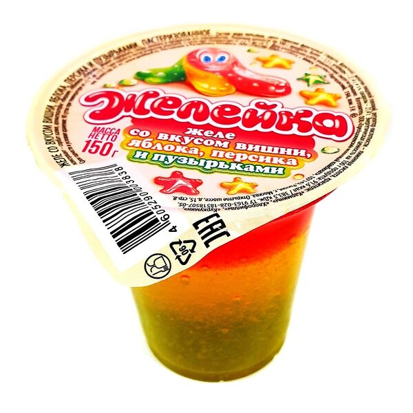 Желе Желейка со вкусом вишни, яблока, персика и пузырьками