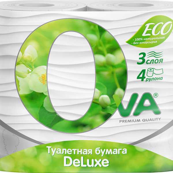 Бумага туалетная Ova белая 3х-слойная 4 рулона