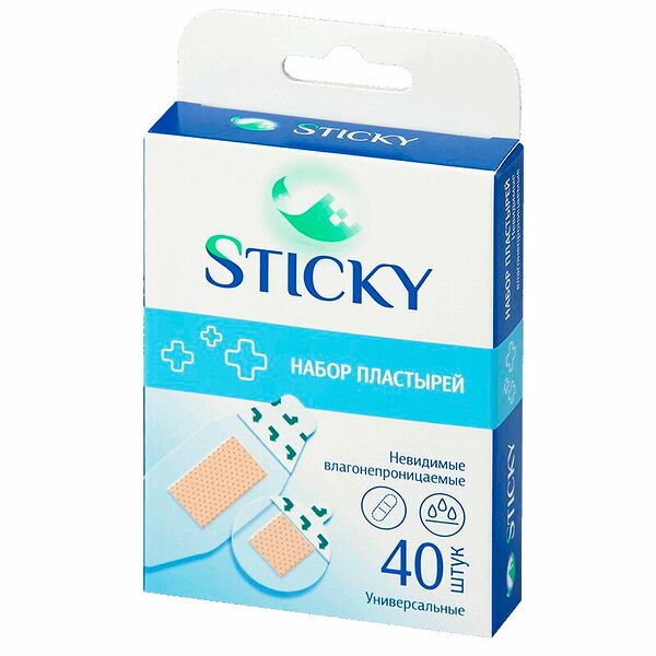 Набор пластырей Sticky невидимые влагонепроницаемые 40 шт