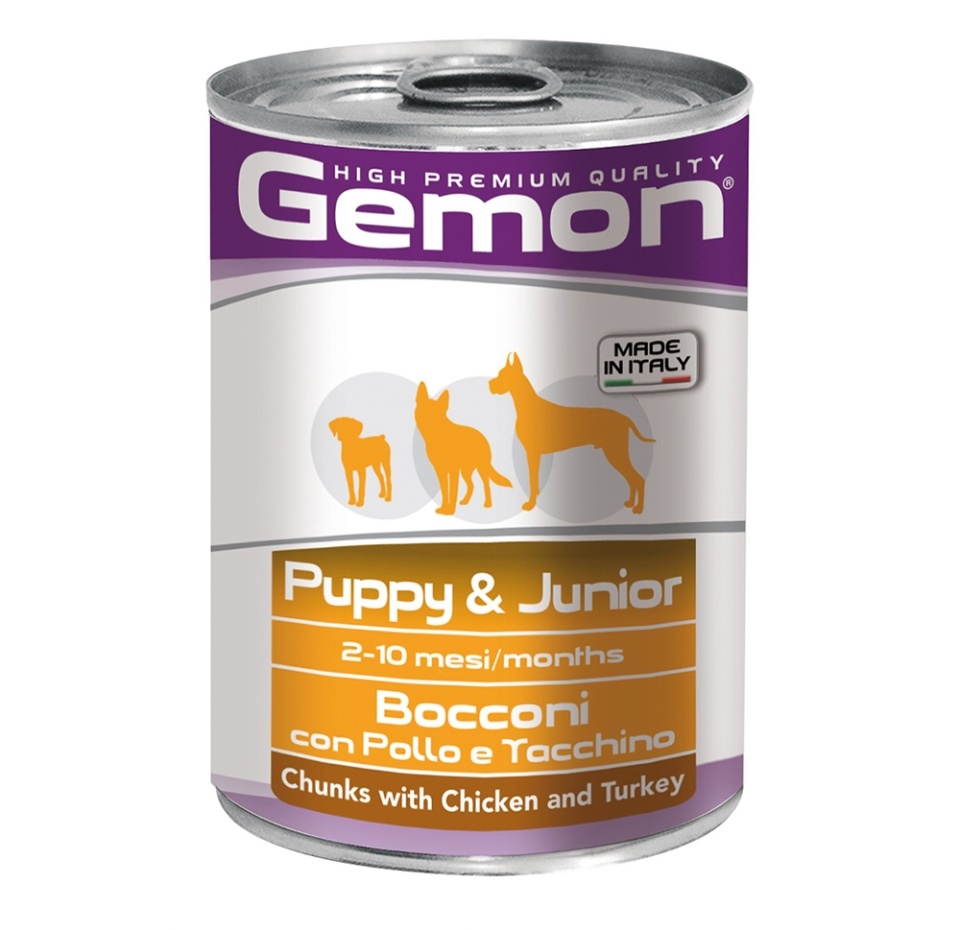 

Gemon Dog Puppy & Junior консервы для щенков (кусочки) Курица и индейка 415 г