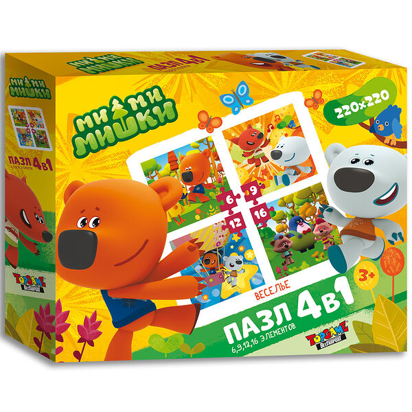 Гп.Пазл 4в1 на 6,9,12,16  элементов Ми-ми-Мишки 