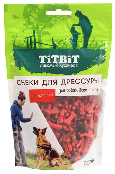 Лакомство для собак Titbit Снеки для дрессуры с телятиной, 100 г