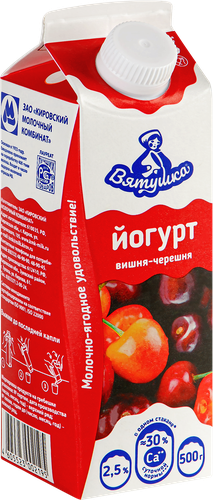 

Йогурт Вятушка вишня-черешня с сахаром 2.5% 500 г