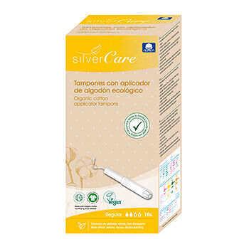 Тампоны Regular из органического хлопка (с аппликатором), Silver Care, 16 шт., Испания