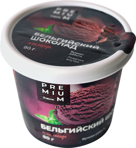 Мороженое ЛЕНТА PREMIUM Бельгийский шоколад, пломбир 12%, без змж, 80г