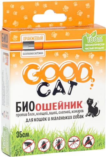 

Ошейник для кошек Good Cat Био антипаразитарный от блох и клещей оранжевый 35 см