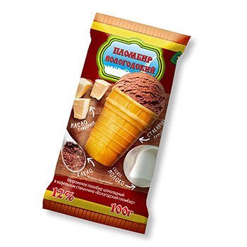 Мороженое пломбир Вологодский шоколадный в вафельном стаканчике 12%