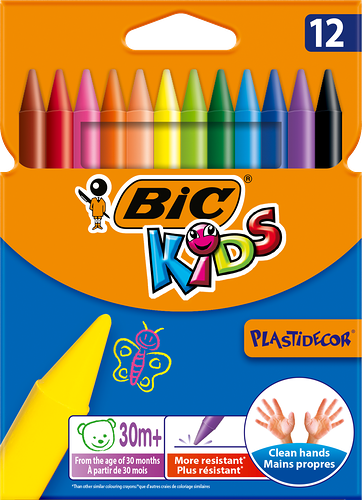 Мелки Bic Plastidecor восковые, 12 цветов