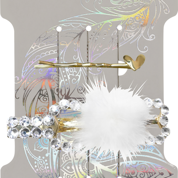 Набор для волос B&H зажим, невидимки, золотой, белый, Арт. W0164, 2шт