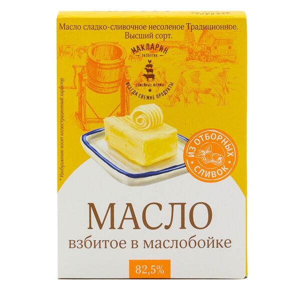 Масло сладко-сливочное Макларин Деревенское традиционное 82.5%