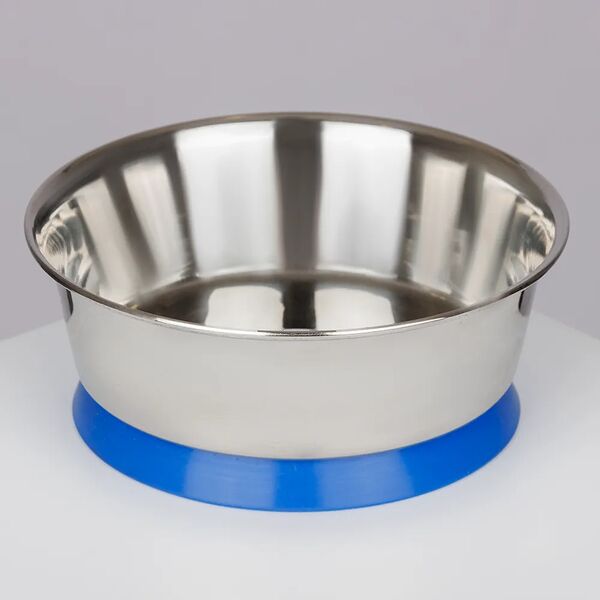 Миска металлическая с прорезиненным дном на присоске, D=16см