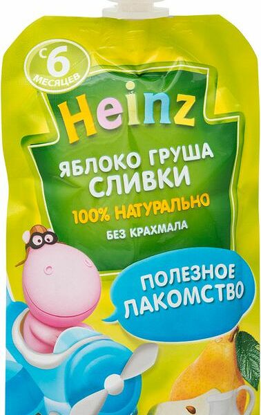 Пюре Heinz из яблок и груш со сливками с 6 месяцев