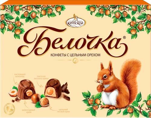 Набор конфет Фабрика имени Крупской Белочка с цельным фундуком 160 г
