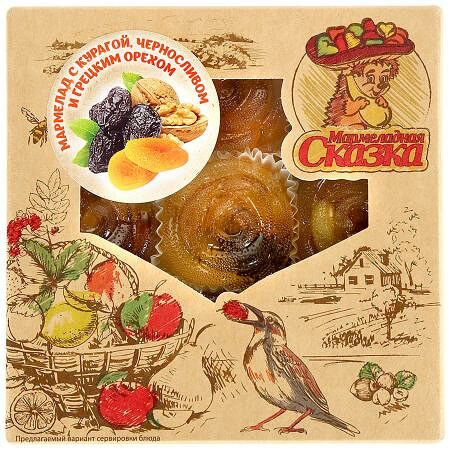 Мармелад желейный формовой Мармеладная сказка с курагой, черносливом и грецким орехом