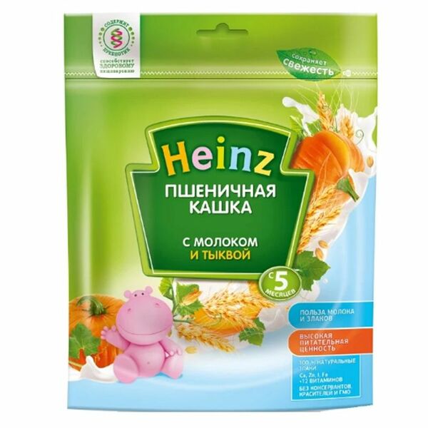 Каша Heinz пшеничная с молоком и тыквой с 5 месяцев, 200г