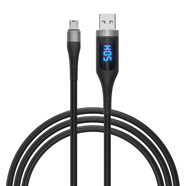 Кабель для зарядки Forza с дисплеем micro usb 1.2 м 3a быстрая зарядка qc3.0 плетеный кабель