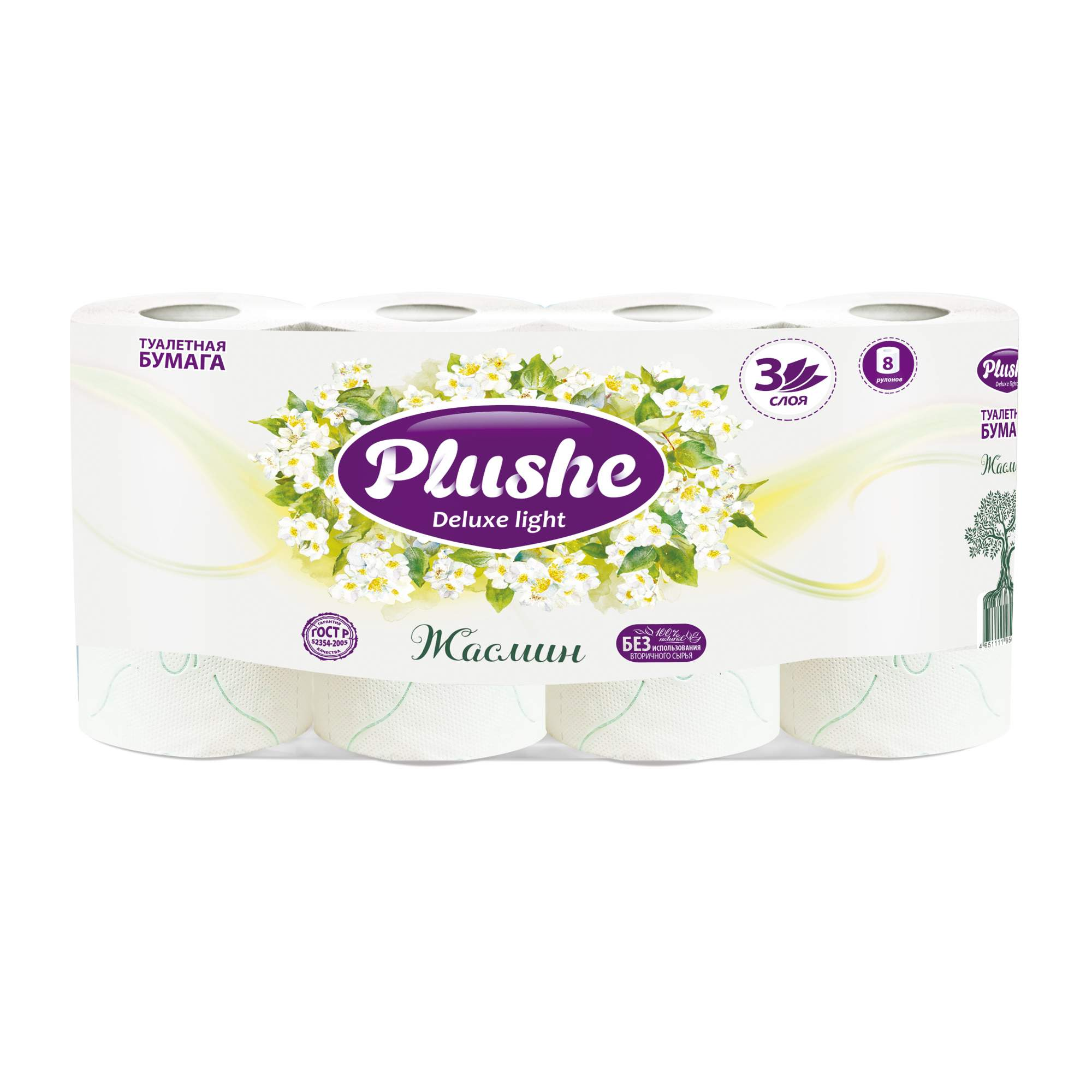 

Бумага туалетная Plushe Deluxe Жасмин трехслойная 8 рулонов