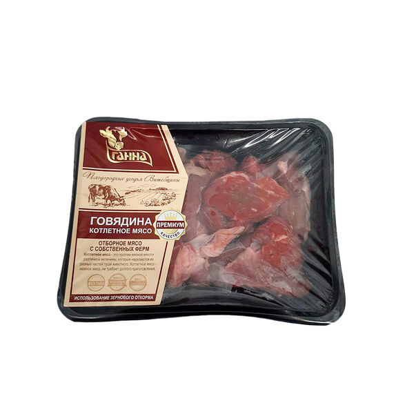П/ф мясной б/к Котлетное мясо говяжье (лоток) охл. ГАННА