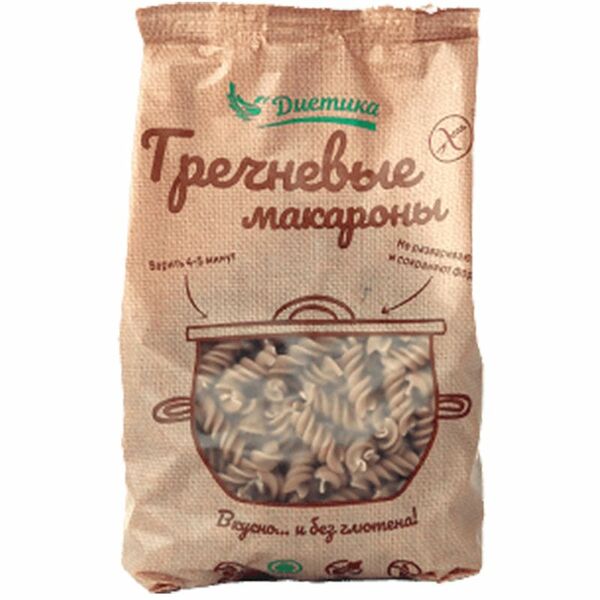 Макароны Диетика спираль из гречневой муки, 250г