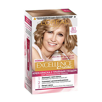 Краска для волос № 8.1, «Светло-русый, пепельный», Excellence, 192 мл, Бельгия