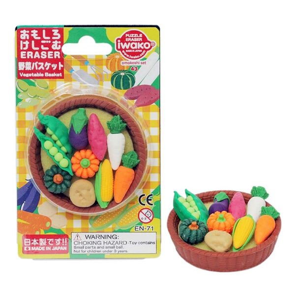 Подарочный набор Iwako стирательных резинок Корзинка с овощами в блисте 10 шт Япония