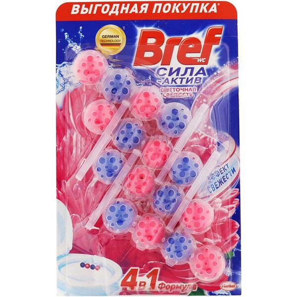 Средство BREF Сила-Актив Цветочная Свежесть чистящее для унитаза 4х50г