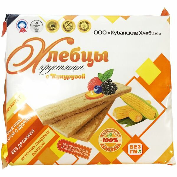 Хлебцы Кубанские Хлебцы хрустящие с кукурузой, 100г