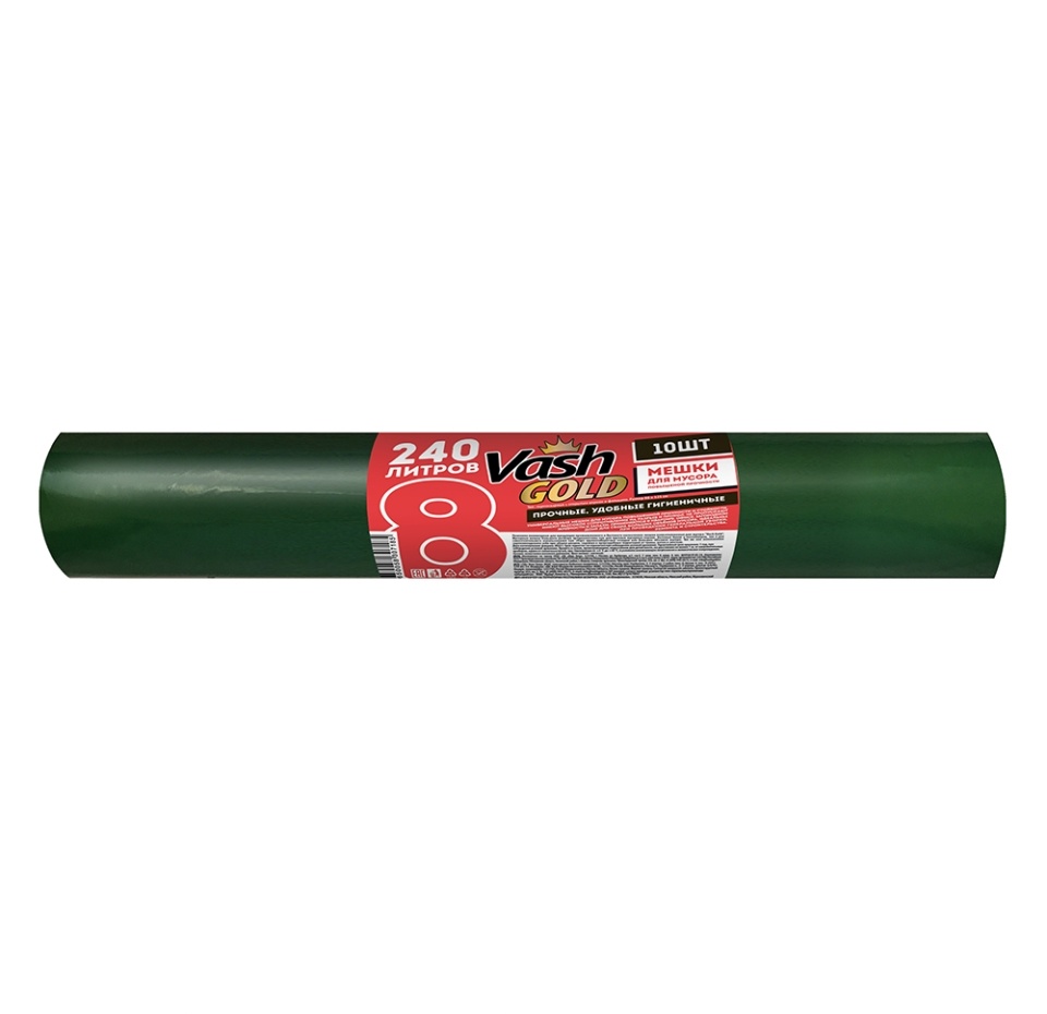 

Мешки для мусора Vash Gold зеленые 240 л, 10 шт