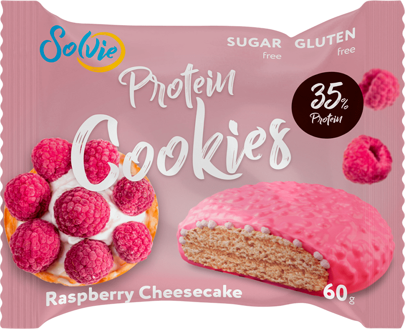 

Печенье Solvie Protein cookies 35%протеина малиновый чизкейк 60 г