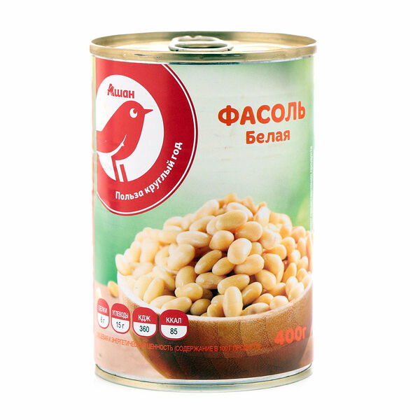 Фасоль белая АШАН Красная птица натуральная