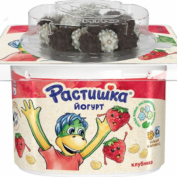 Йогурт Растишка Клубника со злаковым драже в шоколаде 3% 115г