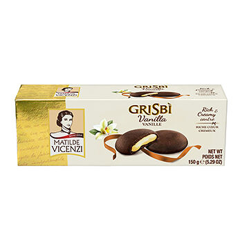 Печенье Grisbi с тёмным шоколадом с начинкой со вкусом ванили