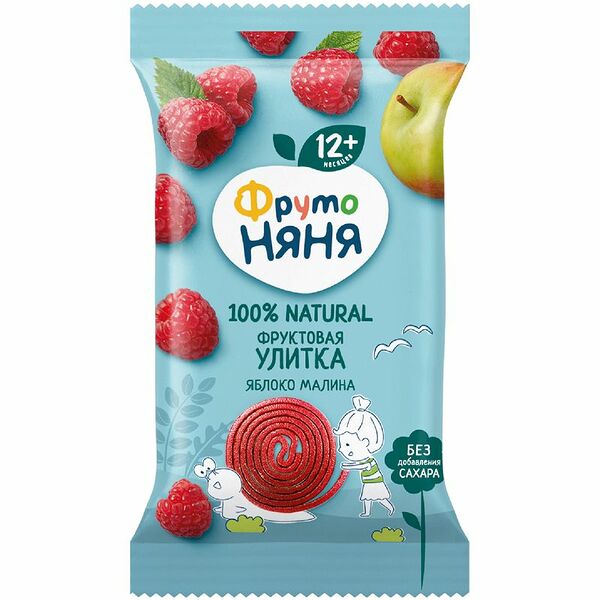 Фруктовая улитка ФрутоНяня яблоко-малина для детского питания, 15г