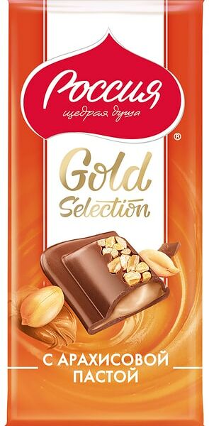 Шоколад Россия - щедрая душа Молочный Gold Selection Арахис 85г