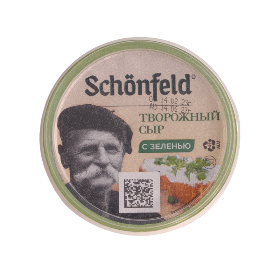 

Сыр творожный с зеленью 65% Schonfeld 140 г, Россия
