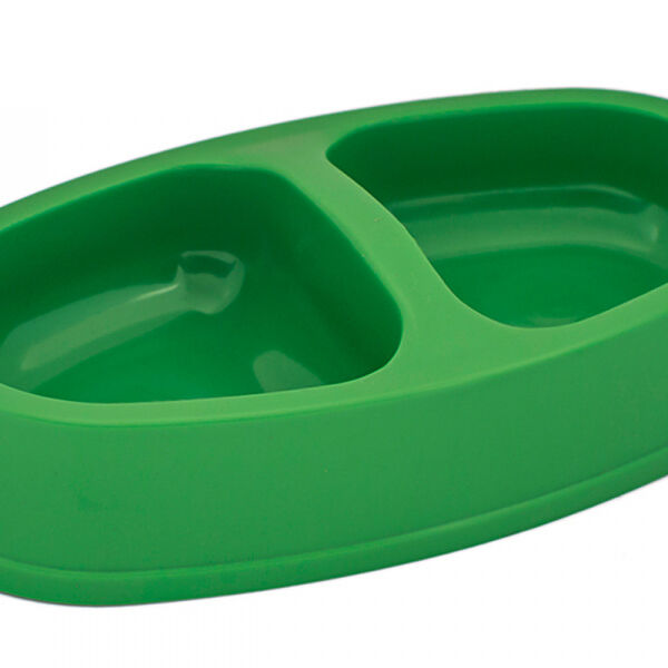 Миска для собак и кошек Дарэленд ЕВРО двойная пластиковая, изумруд 250 мл